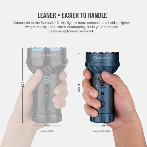 Miniatura 9 de OLIGHT Marauder Mini 7,000 lúmenes linterna brillante con distancia de haz de 600 metros, potentes luces RGB, recargable magnética para trabajo al