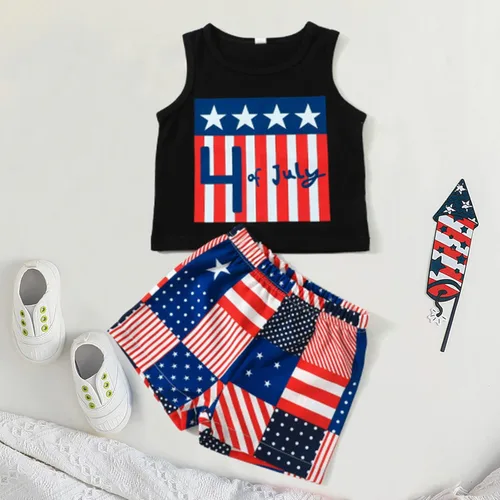 Miniatura 2 de ropa de niños de 2 a 4 años Toddler Boys Independence Day 4 of July Sleeveless Letter Prints T Shirt Tops Vest