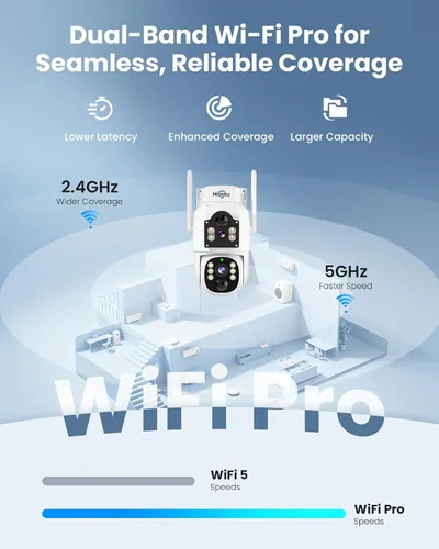 Miniatura 6 de Hiseeu Cámara solar inalámbrica al aire libre de 4MP de doble lente, cámara de seguridad para el hogar inalámbrica WiFi Pro de 5G y 2.4G, PTZ