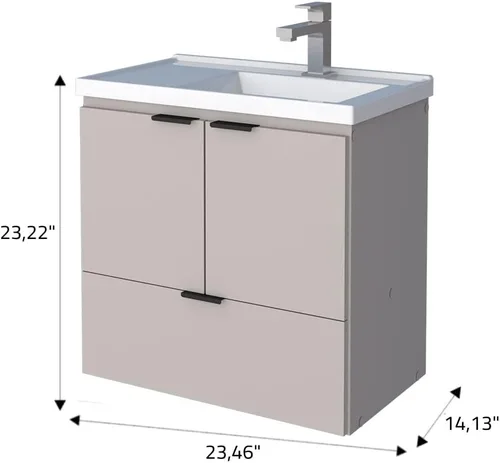 Miniatura 3 de COZIMAX Vanity Soul - Lavabo de baño flotante de 24 pulgadas y lavabo de mármol cultivado con puerta de cierre suave (negro)