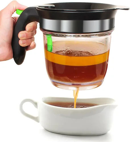 Separador de grasa con liberación inferior, separador de salsa de 4 tazas para cocinar con filtro de aceite, separador de grasa para utensilios de