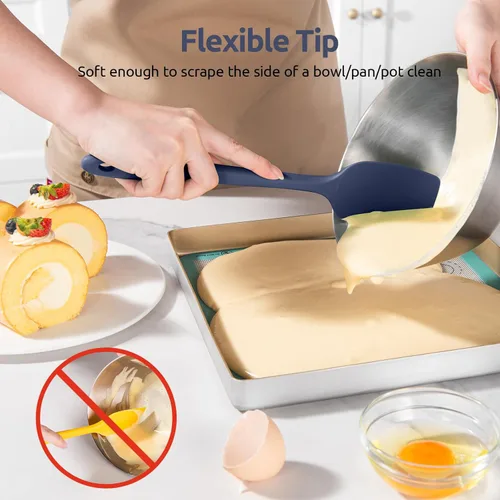 Miniatura 4 de U-Taste Juego de espátulas de silicona, 600ºF, resistentes al calor, sin costuras, de grado alimenticio, goma flexible, para cocina, mezcla, Azul