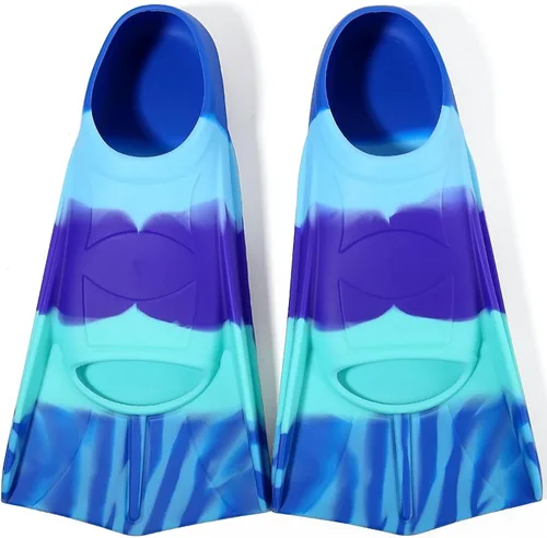 Aletas de natación para niños, aletas cortas para niños y jóvenes, aletas de natación para entrenamiento de natación para niños, niñas, niños Azul /