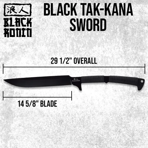 Miniatura 2 de Black Ronin Tak-Kana Espada Hoja Samurai corta de acero inoxidable 3Cr13 de una pieza de 29.5 pulgadas con borde de 14.63 pulgadas Piel
