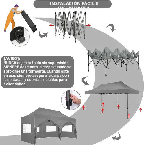 Miniatura 5 de COBIZI - Carpa emergente plegable de 10x20 pies con 6 paredes laterales, carpa resistente UPF 50+ para todas las estaciones, resistente al viento