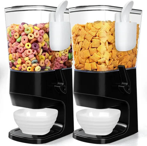 Miniatura 8 de Dispensador de cereales para encimera con cuencos y cucharas, contenedores de cereales para almacenamiento en despensa, organizador de aperitivos