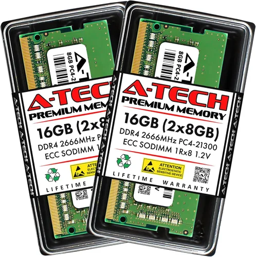 Miniatura 46 de A-Tech 4GB DDR4 2133MHz PC4-17000 ECC SODIMM 1Rx8 Rango único 1.2V 260-Pin Módulo de actualización de memoria RAM para Microserver, estación