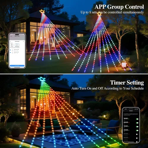 Miniatura 5 de FANCILLUMA Luces de Cadena de Estrella de 16.4 pies para Decoraciones de Navidad al Aire Libre, Control Remoto de Aplicación Inteligente RGB que