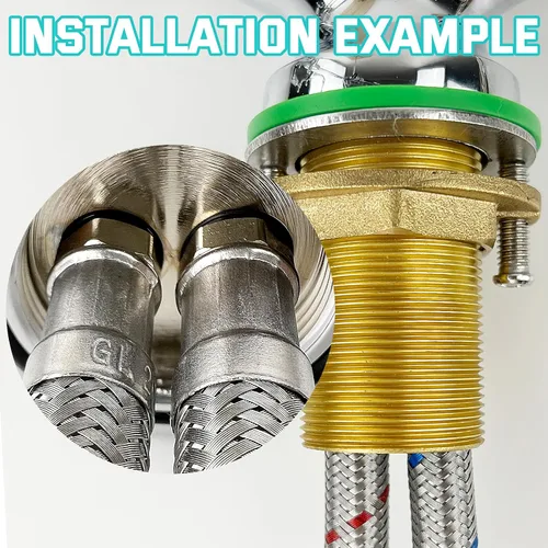 Miniatura 7 de Conector de grifo de cocina de baño de 24 pulgadas de longitud, línea de suministro de agua, acero trenzado duradero, líneas de agua fría
