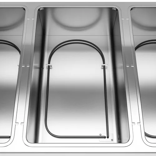 Miniatura 5 de KoolMore Mesa de vapor eléctrica de acero inoxidable de pozo abierto de 3 bandejas calentador de alimentos para bufés con protector contra