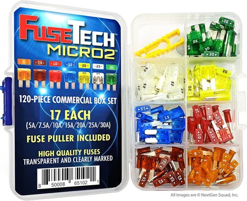 Miniatura 2 de Micro2 APT ATR 120 piezas surtidas de fusibles comerciales para automóviles (119 fusibles de hoja + extractor de fusibles) 5A 7.5A 10A 15A 20A 25A
