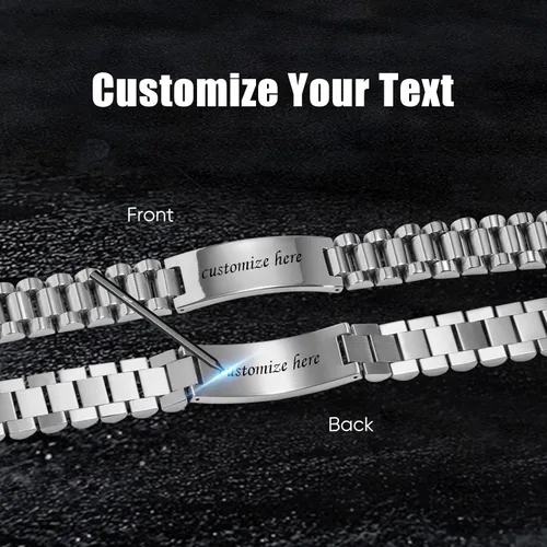 Miniatura 3 de Hisatan Personalized Engrave Men's Stainless Steel Chain Classic Watch Band ID Tag Identification Bracelets for Men