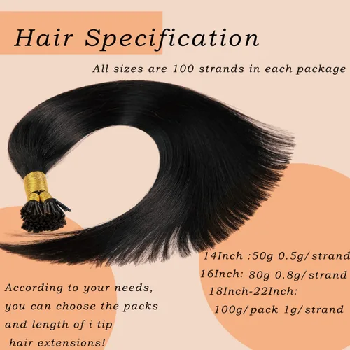 Miniatura 5 de Jiameisi Itip - Extensiones de cabello humano con queratina de 14 pulgadas, extensiones de cabello humano real para mujer, se adaptan a cualquier
