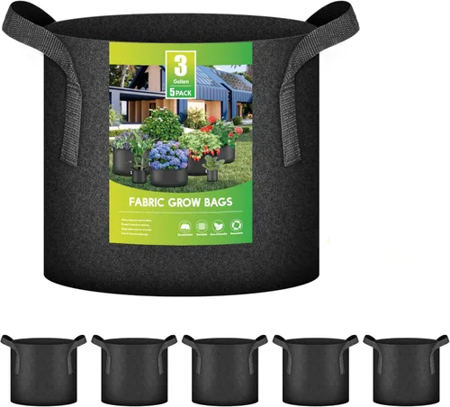 Miniatura 14 de iPower Paquete de 24 bolsas de cultivo de aireación gruesa de 7 galones, macetas de tela no tejida con asas de correa, contenedor para jardinería