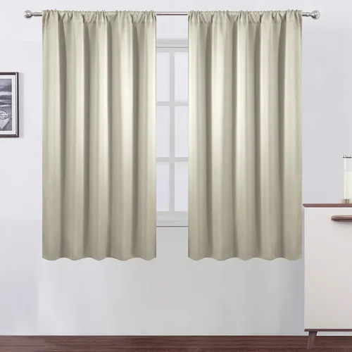 Miniatura 39 de LEMOMO Cortinas opacas negras para cocina, 42 x 45 pulgadas, juego de 2 paneles de cortinas opacas con bolsillo para cortinero para ventana pequeña