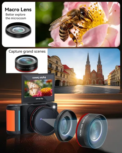Miniatura 2 de Cámara digital 6K 96MP Vlogging Cámara para YouTube con pantalla abatible de 3 pulgadas 180° WiFi enfoque automático 18X zoom 32GB tarjeta portátil