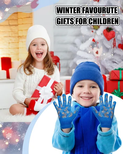 Miniatura 6 de Paquete de 100 gorros y guantes antideslizantes para niños, gorro de punto cálido, guantes de invierno a granel para niños y niñas