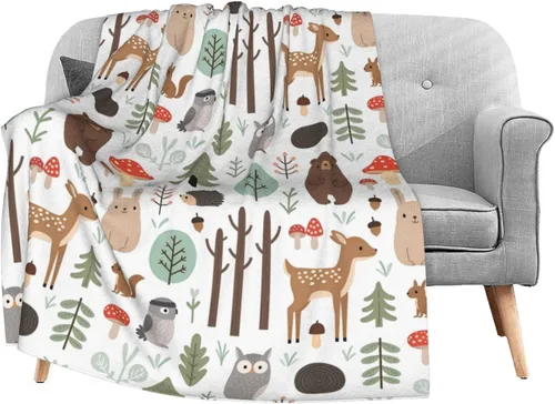Dujiea Manta de franela mullida de animales lindos de 40 x 50 pulgadas, manta súper suave y ligera para sofá, silla, acogedora manta de cama para