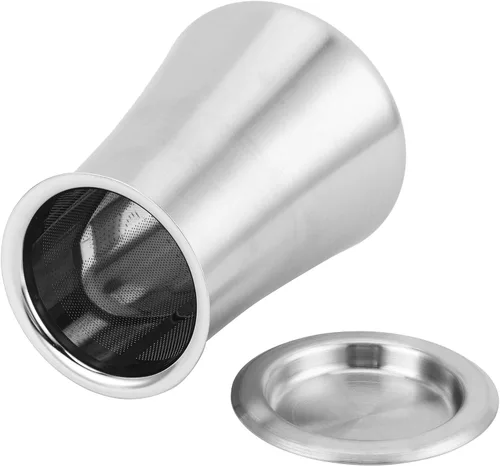 Miniatura 3 de Tamiz de café de acero inoxidable, tamiz de tamiz de café en polvo, contenedor de filtro de café en frío, accesorios para hacer café (negro)