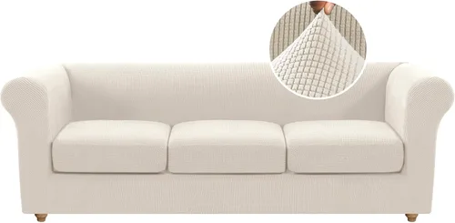 Miniatura 36 de Funda para silla Chesterfield de 2 piezas para sofá de 1 cojín, fundas para silla de brazo alto, 1 asiento, alta elasticidad, lavable, protector