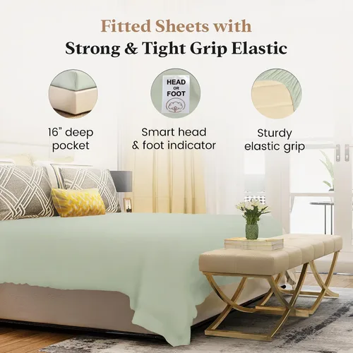 Miniatura 3 de Good Sleep Bedding Sábana Bajera Ajustable Twin XL – 1 Pieza, 100% Algodón Egipcio Sábanas Bajeras Extra Largas Twin XL para Dormitorio, 1000 TC