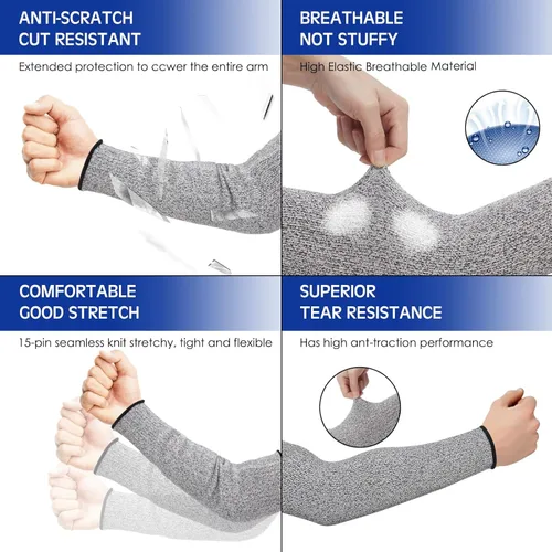 Miniatura 7 de Geyoga 2 pares de mangas protectoras de brazo, protectores de brazo para piel delgada y moretones, mangas protectoras resistentes a cortes para Gris
