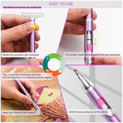 Miniatura 4 de benote Diamond Art Painting Pen Refillable Wax Pen for Diamond Art Kit Accessories Self-Stick Drill Pens with Metal Correction Plate for 5D Craft