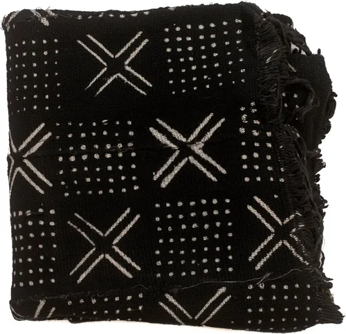 Miniatura 8 de The Bead Chest Tela de barro Bogolan Mali color negro ébano – Tejido africano hecho a mano de África Occidental – 40 x 64 pulgadas – Ideal