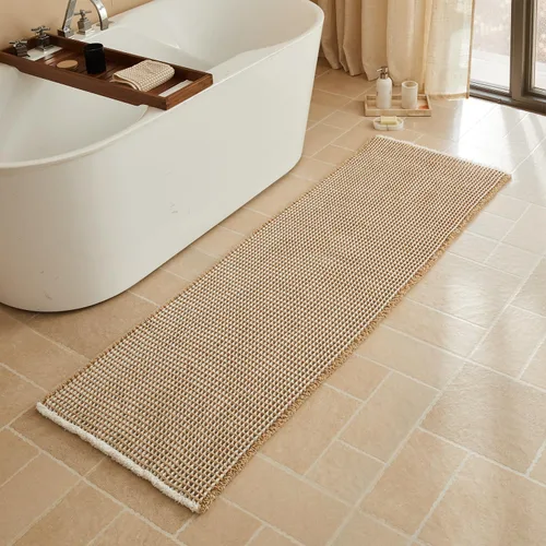 Miniatura 116 de Triohero Tapete de baño con diseño de gofre, tapete de baño pequeño y bohemio, antideslizante, lavable, ultra suave, súper absorbente, de secado