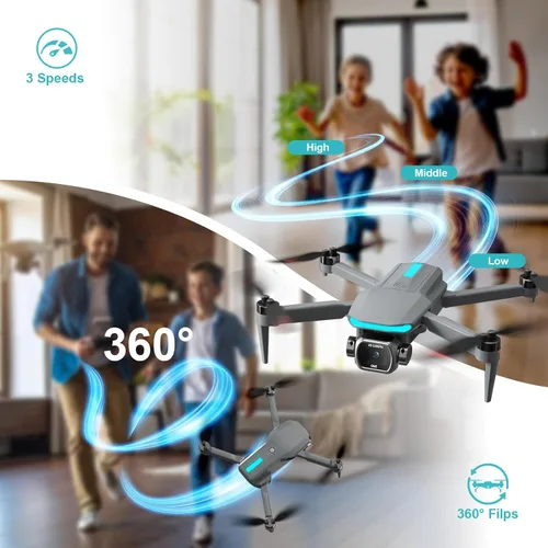 Miniatura 6 de Dron para niños con cámara, cuadricóptero RC plegable con pantalla remota de 4.5 pulgadas, motor sin escobillas, movimiento de flujo óptico, cámara