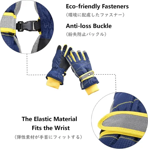 Miniatura 3 de JEELAD Guantes de esquí para niños y niñas, guantes de nieve de invierno, resistentes al viento, guantes de ciclismo para niños y niñas, clima frío