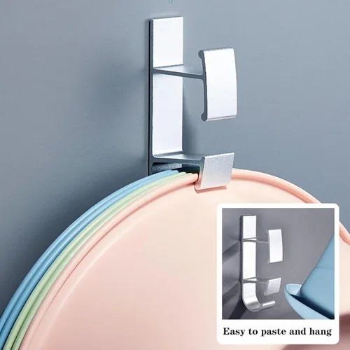 Miniatura 4 de Soporte de almacenamiento autoadhesivo, gancho de lavabo de aluminio espacial, resistente al agua, antioxidante, para cocina, baño, baño