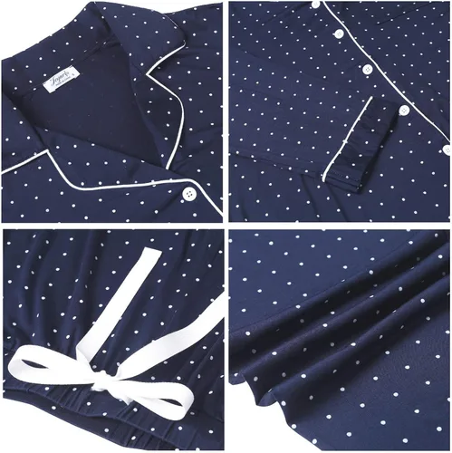 Miniatura 4 de Pijama de bambú ultra suave para mujer, juego de pijama - manga largacon botones.