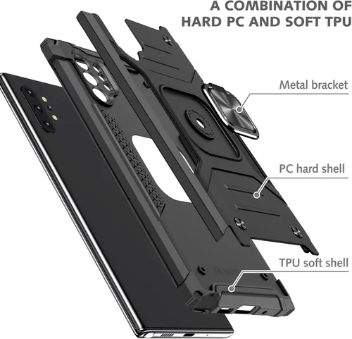 Miniatura 7 de Asuwish Funda para Samsung Galaxy Note 10 Plus Glaxay Note10+ 5G con protector de pantalla de vidrio templado y soporte de anillo para celular Negro