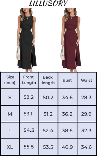 Miniatura 6 de LILLUSORY Vestido largo sin mangas de lino y algodón con abertura para mujer