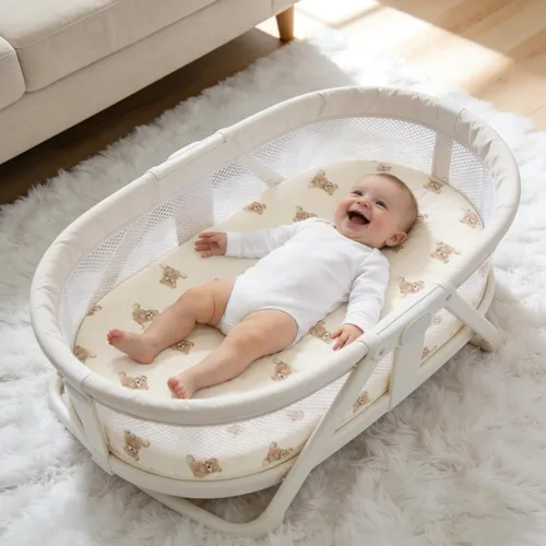 Miniatura 8 de Sábanas orgánicas para cuna de bebé de 33 x 17 pulgadas, 100% algodón de muselina para bebé, niña, niño, funda de colchón ajustable suave compatible