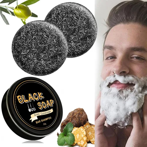 Miniatura 7 de Jabón de barra inversa para cabello gris, jabón negro natural para cobertura de cabello gris, barra de champú oscurecimiento con ginseng y sésamo