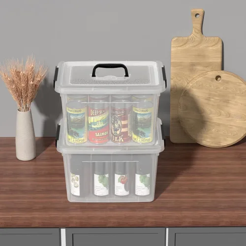Miniatura 6 de Contenedores de almacenamiento de plástico de 12 cuartos de galón con tapas, caja de almacenamiento de plástico, 6 paquetes