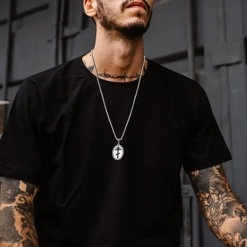 Miniatura 5 de Collar con colgante de cruz ortodoxa para hombre, cadena de cruz religiosa de moda, hipoalergénico e impermeable, collares largos cristianos