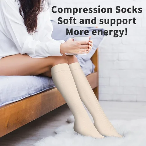 Miniatura 4 de COOLOVER - 6 pares de calcetines de compresión con cobre para mujeres y hombres, el mejor soporte para correr, atletismo, enfermería, viajes