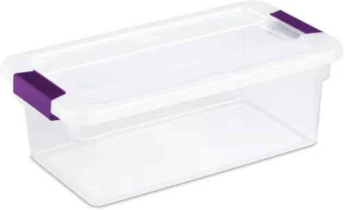 Sterilite ClearView - Paquete de 12 cajas de pestillo de 6 cuartos de galón, contenedores organizadores apilables con tapas de pestillo,