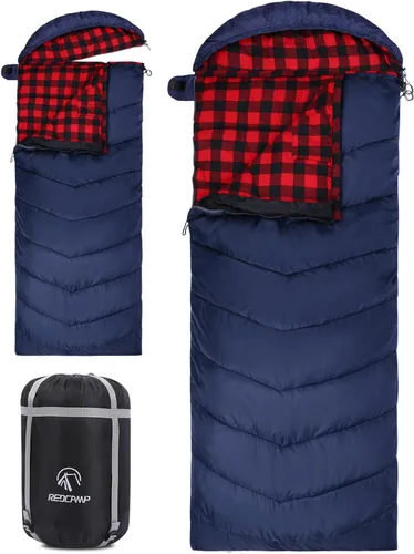 Miniatura 9 de REDCAMP Saco de Dormir de Franela de Algodón para Camping y Mochileros, Saco de Dormir para Adultos para Climas Fríos con Relleno de 2/3/4/6lbs