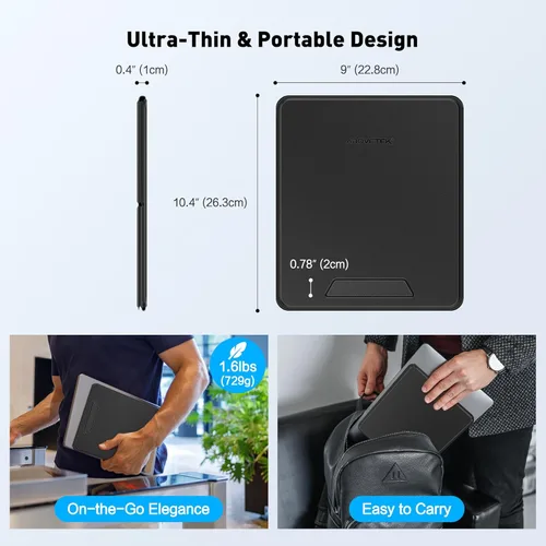 Miniatura 2 de AboveTEK Soporte ergonómico para laptop y tablet para escritorio, elevador plegable portátil, soporte de viaje de ángulo ajustable para MacBook Negro