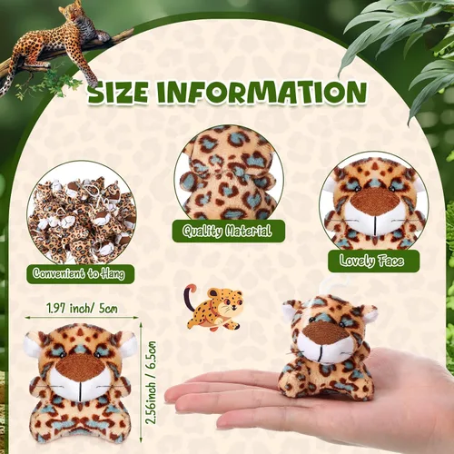 Miniatura 2 de Shappy 30 piezas de mini juguetes de guepardo de peluche, animales de peluche pequeños a granel para baby shower, safari, guardería, decoración