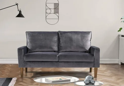 Miniatura 4 de Container Furniture Direct Petit Love Seat - Sofá biplaza de terciopelo moderno de mediados de siglo para espacios pequeños, sofá tapizado de 2