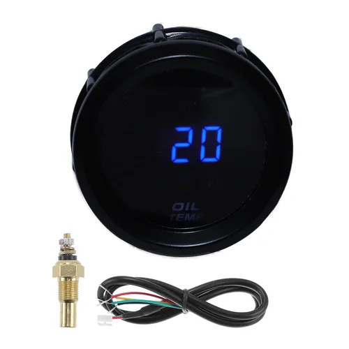 Medidor de temperatura de aceite Kit medidor de temperatura negro medidor de temperatura del motor 2 "2.047 in universal azul 122.0 °F-302.0 °F