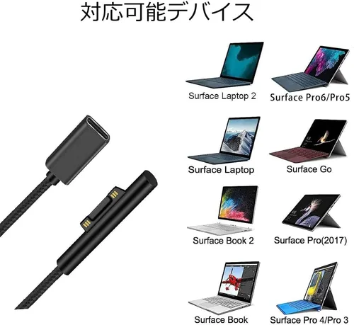 Miniatura 4 de Surface Connect to USB-C Cable de carga PD 15V/3A compatible con Microsoft Surface Pro 3/4/5/6/7, Surface Laptop 3/2/1, Surface Go, Surface
