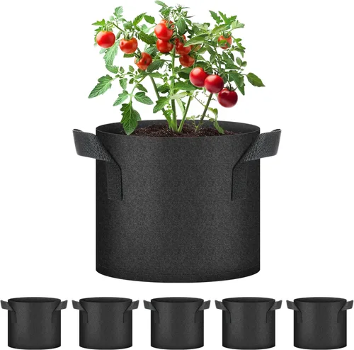 Miniatura 14 de HealSmart Paquete de 10 bolsas de cultivo de plantas de 3 galones, macetas plantadoras de tomate con asas, tela no tejida de aireación, maceta