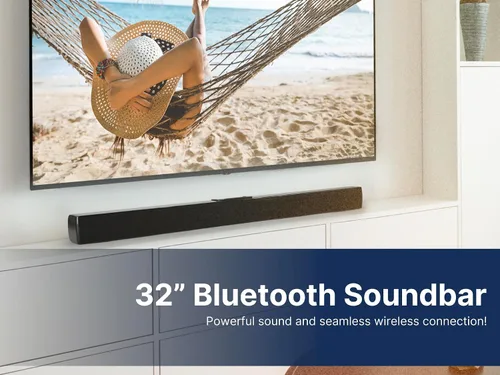 Miniatura 2 de Emerson EHS-2000 Barra de sonido Bluetooth de 32 pulgadas, sistema de altavoces de cine en casa de 2.0 canales con control remoto, entradas USB/AUX
