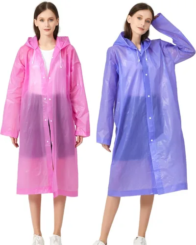 Miniatura 10 de Ponchos de lluvia para adultos, mujeres y hombres (paquete de 2 a 5), impermeables reutilizables de EVA con capucha, equipo de lluvia portátil